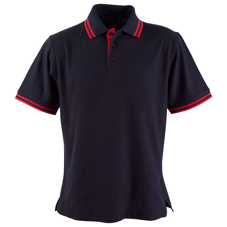 Adults Men Cotton Blended Truedry Contrast Trim Polo Shirt - PS65 | Navy.Red