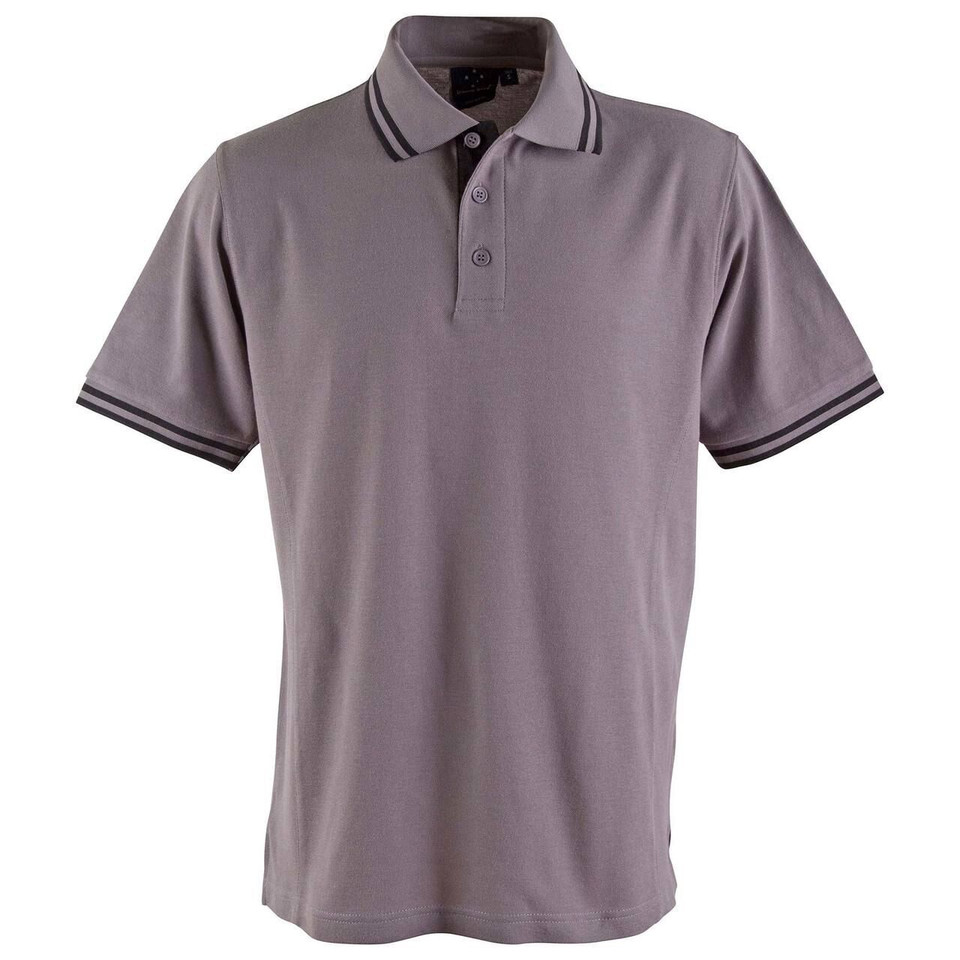 Kids Truedry Cotton Blended Contrast Trim Polo Shirt - PS65K | Grey.Black