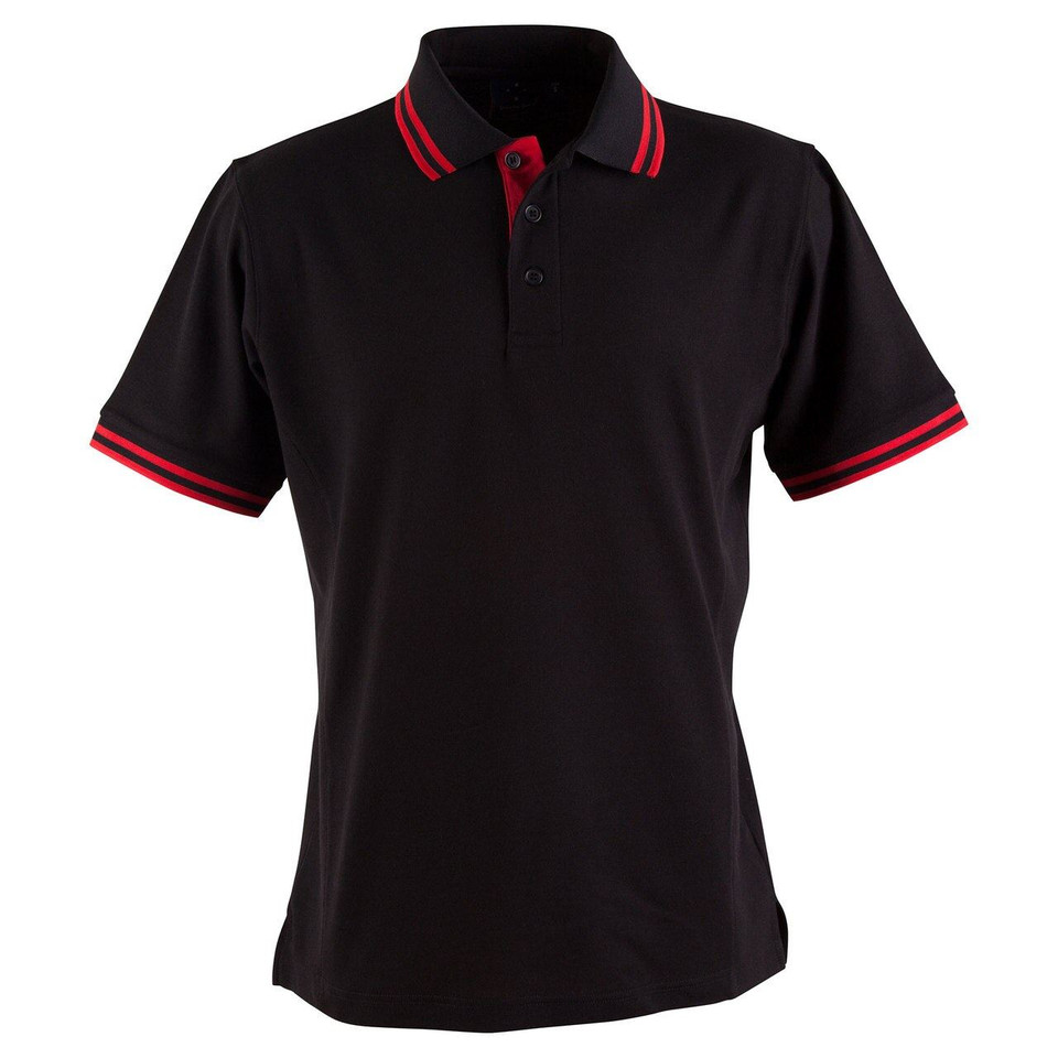 Kids Truedry Cotton Blended Contrast Trim Polo Shirt - PS65K | Black.Red