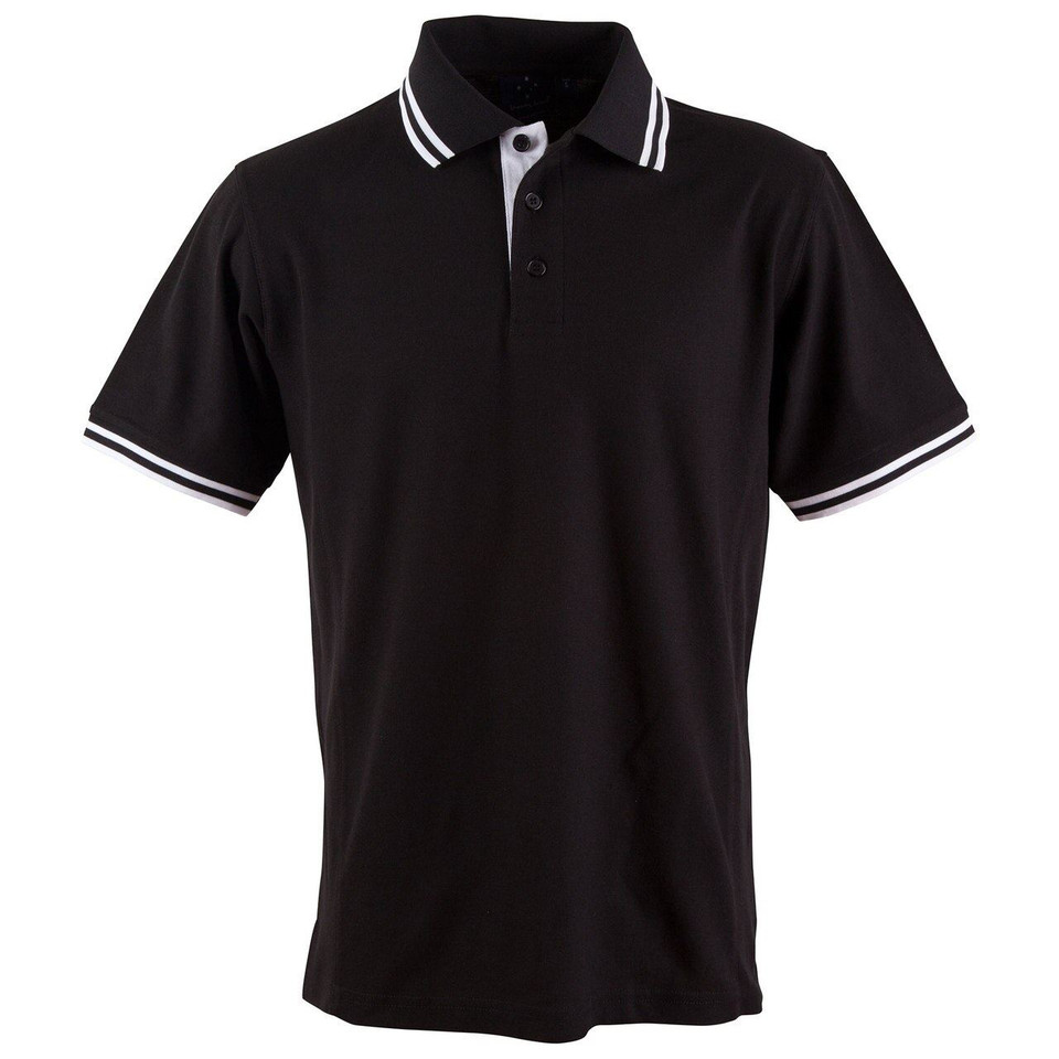 Kids Truedry Cotton Blended Contrast Trim Polo Shirt - PS65K | Black.White