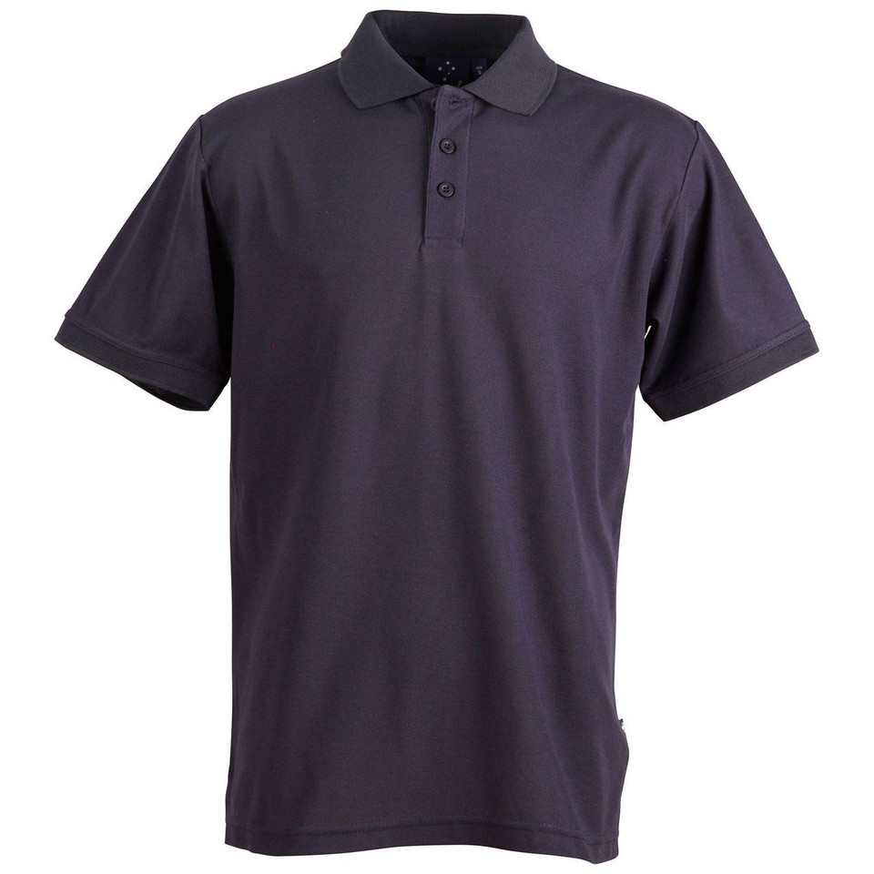 Adults Mens Plain TrueDry Plain Pique Short Sleeve Polo Shirt - PS63  | Navy