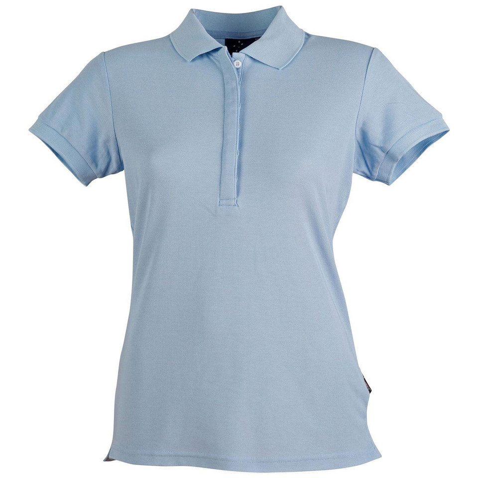 Womens Plain TrueDry Pique Short Sleeve Polo Shirt - PS64 | Sky Blue