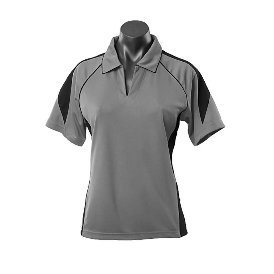 Ladies Premier Contrast Piping & Panel Sport Polo Shirt - 2301 | Ashe + Black
