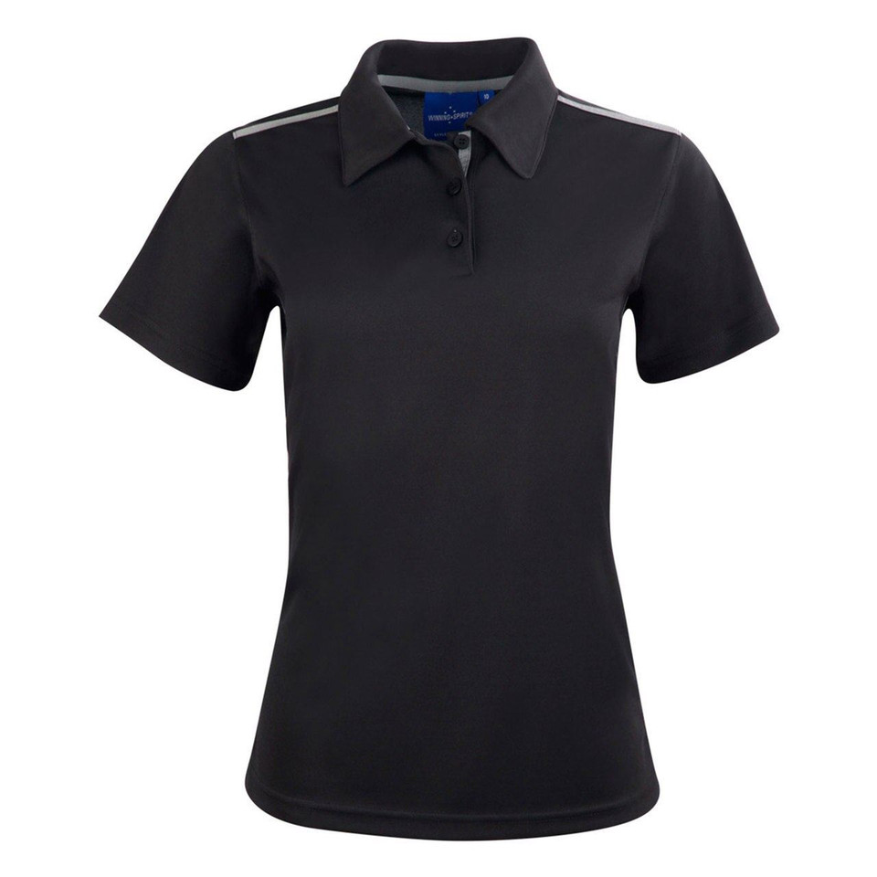 Rapid Cool Ladies Contrast Polo Shirts - PS84 | Black.Ash