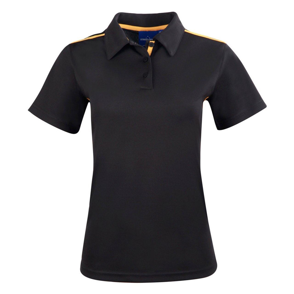 Rapid Cool Ladies Contrast Polo Shirts - PS84 | Black.Gold