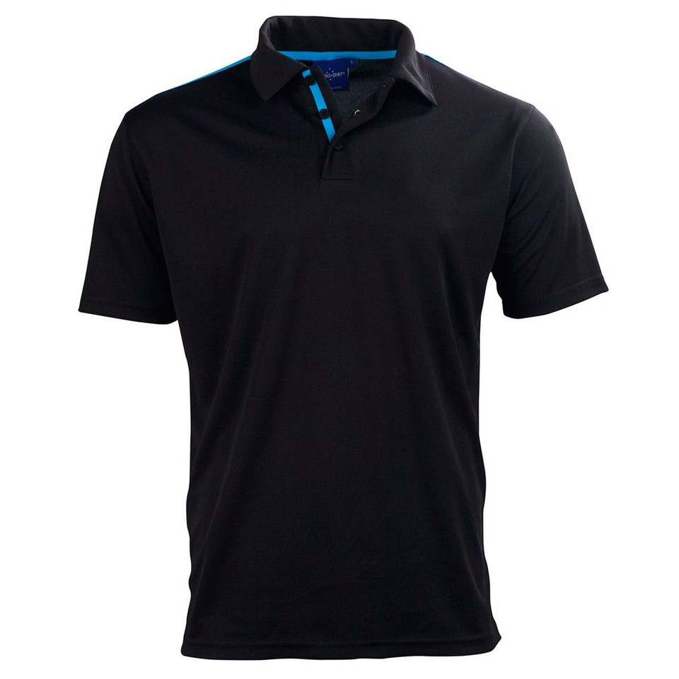 Adults Plain Rapid Cool Quick Dry Polo Shirts - PS83 | Black.Cyan
