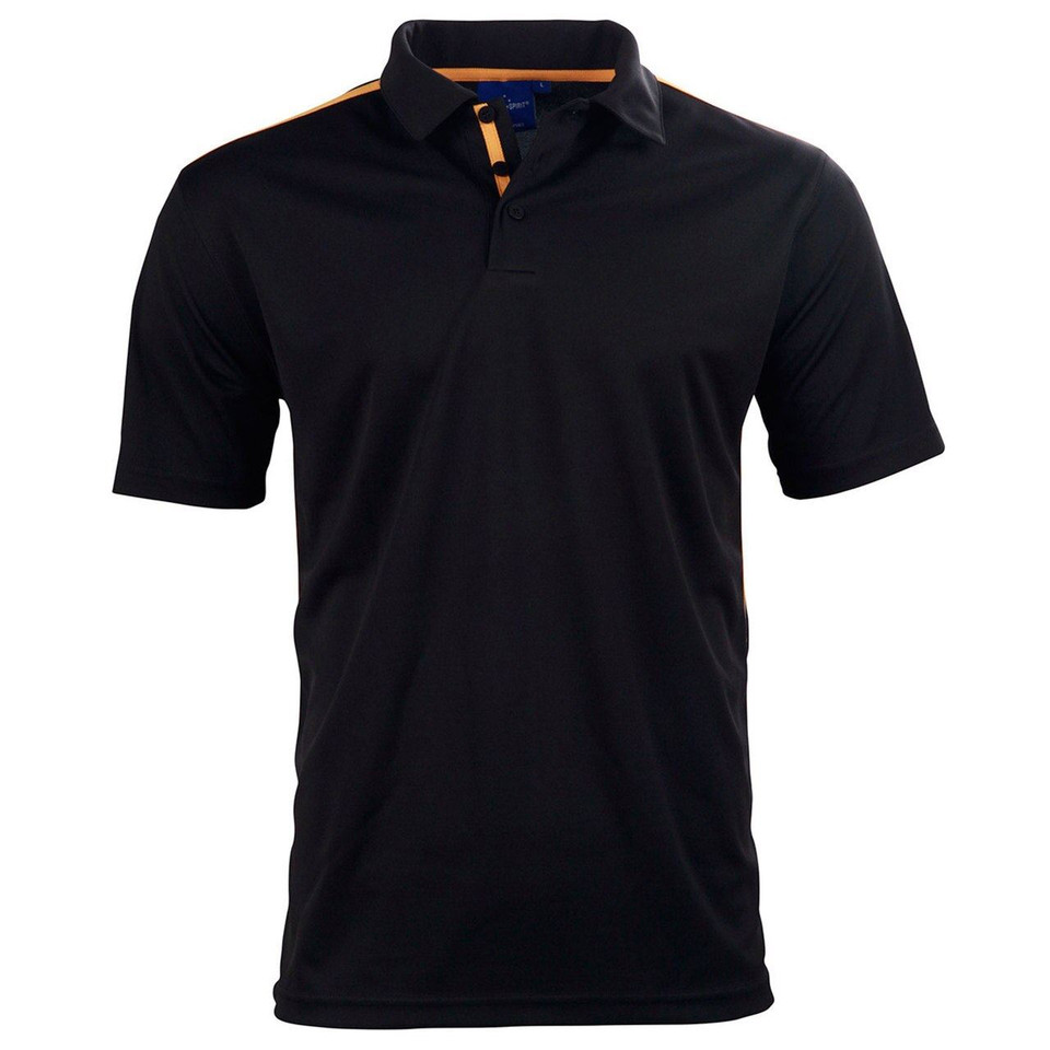 Adults Plain Rapid Cool Quick Dry Polo Shirts - PS83 | Black.Gold