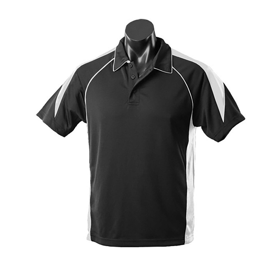 Adults Plain Premier Quick Dry Sport Polo Shirt - 1301 | Black.White
