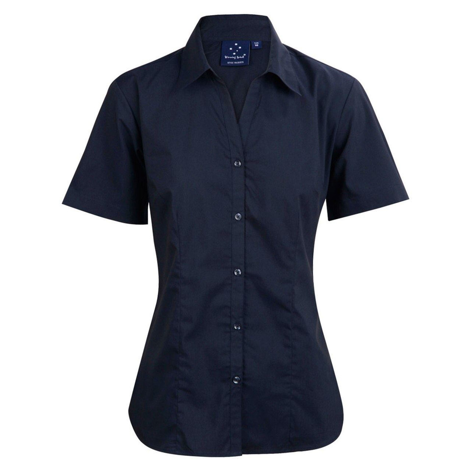 Womens Modern Fit Wrinkle Resistance Teflon Shirt Blouse - BS07S | Navy
