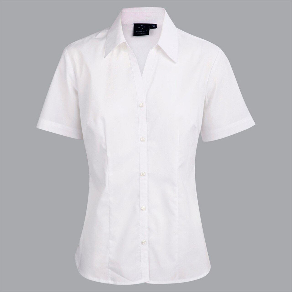 Womens Modern Fit Wrinkle Resistance Teflon Shirt Blouse - BS07S | White