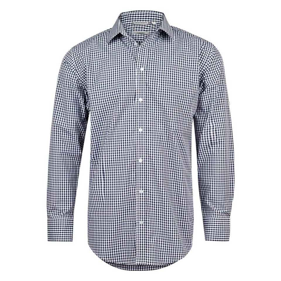 Mens Gingham Checkered Long Sleeves Shirt - M7300L | Navy.White