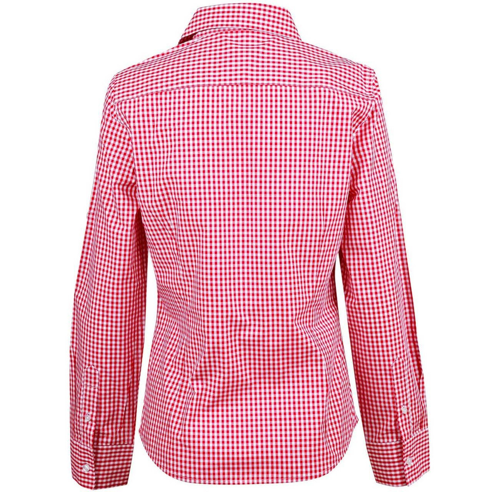 Ladies Gingham Long Sleeve Checkered Shirt - M8300L | Red.White