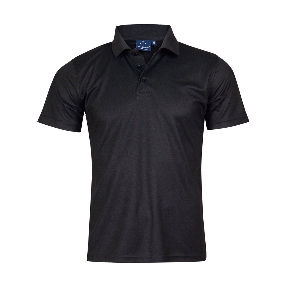 Mens Plain CoolDry Polyester Short Sleeve Polo Shirt - PS81 | Black