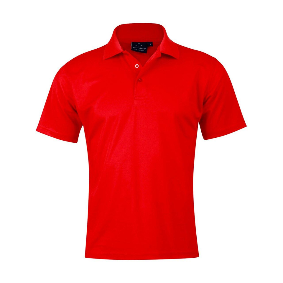 Mens Plain CoolDry Polyester Short Sleeve Polo Shirt - PS81 | Red