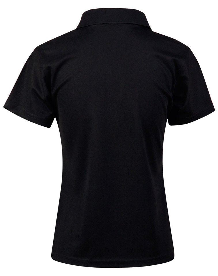 Plain Short Sleeve Polo Shirt in black, back view