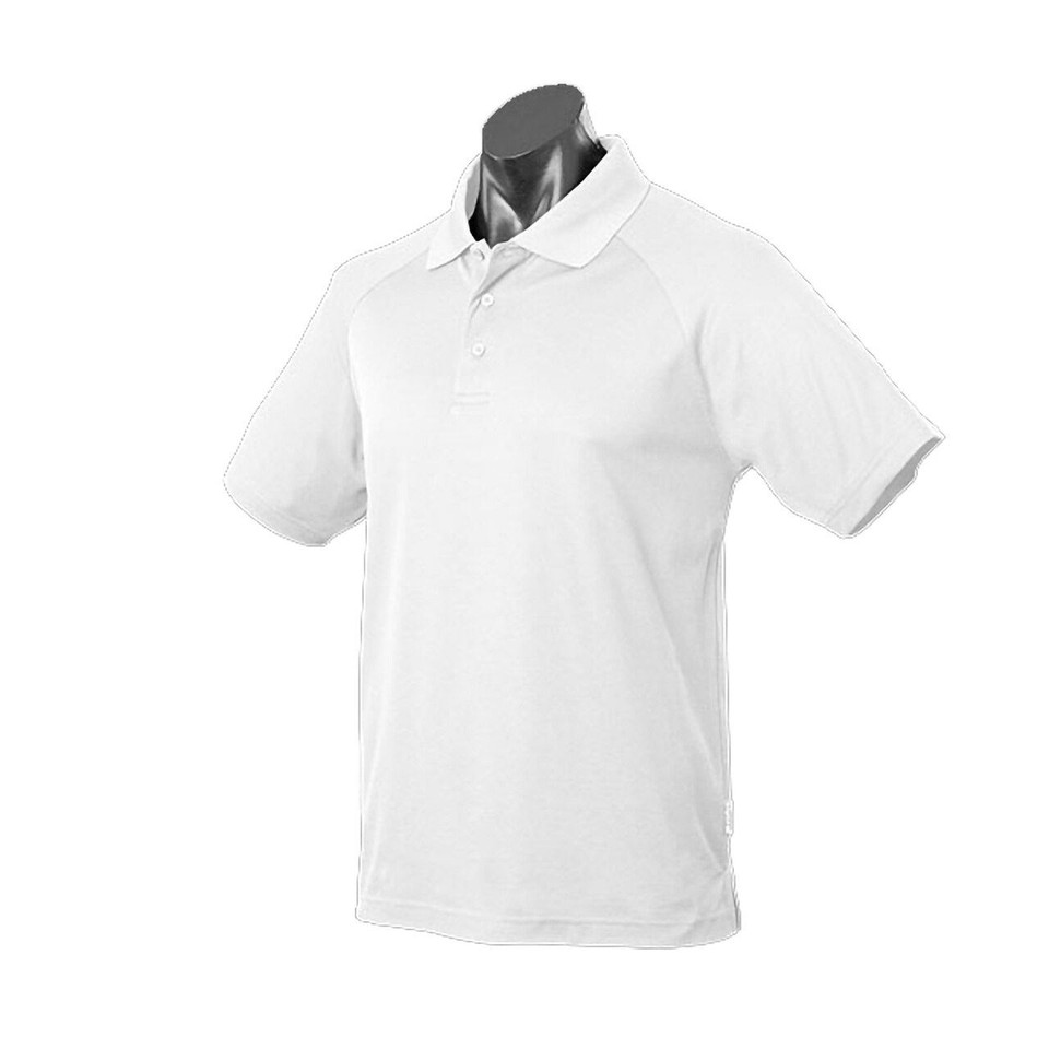 Mens DriWear Poly Cotton Pique Knit Polo Shirt - 1306 | White