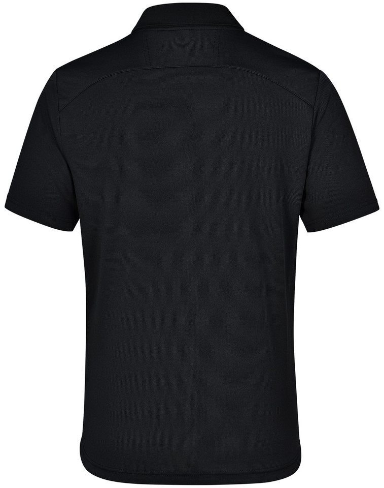 Plain Bamboo Charcoal Short Sleeve Polo Shirt in black, back view