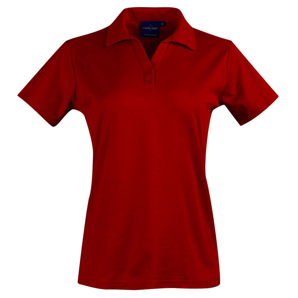 Womens Plain Quick Dry Short Sleeve Polo Shirts - PS34B | Ruby
