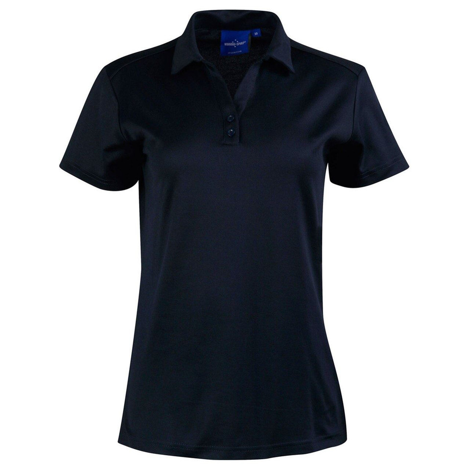 Womens Plain Quick Dry Short Sleeve Polo Shirts - PS34B | Black