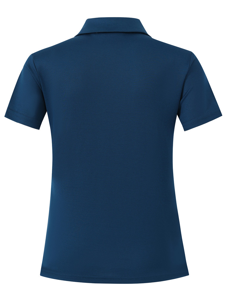 Plain Quick Dry Short Sleeve Polo Shirts in ocean blue, back view