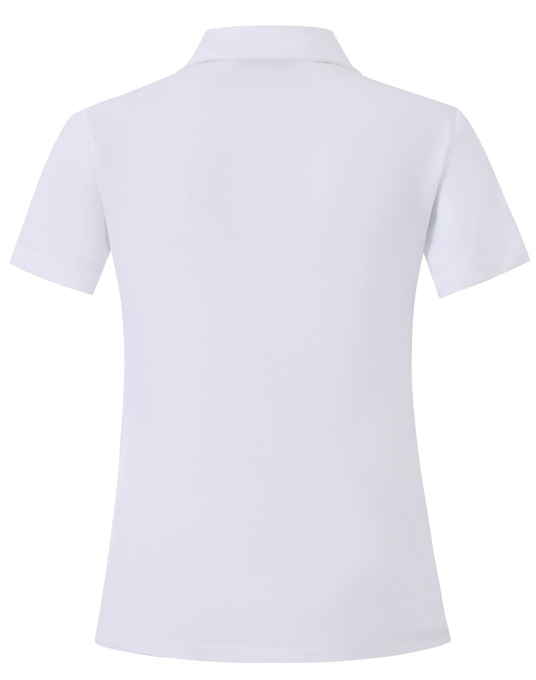 Plain Quick Dry Short Sleeve Polo Shirts in white, back view