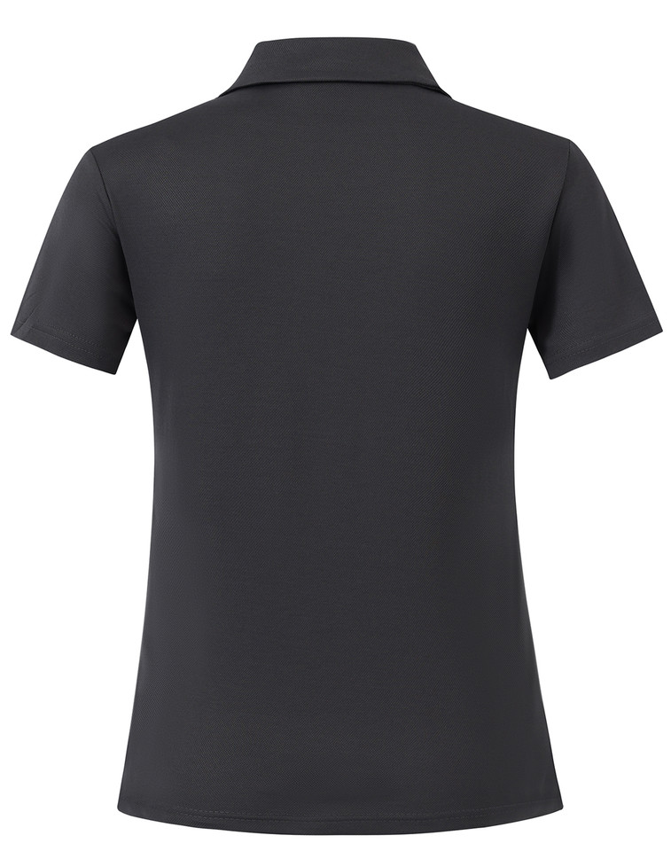 Plain Quick Dry Short Sleeve Polo Shirts in steel grey, back view