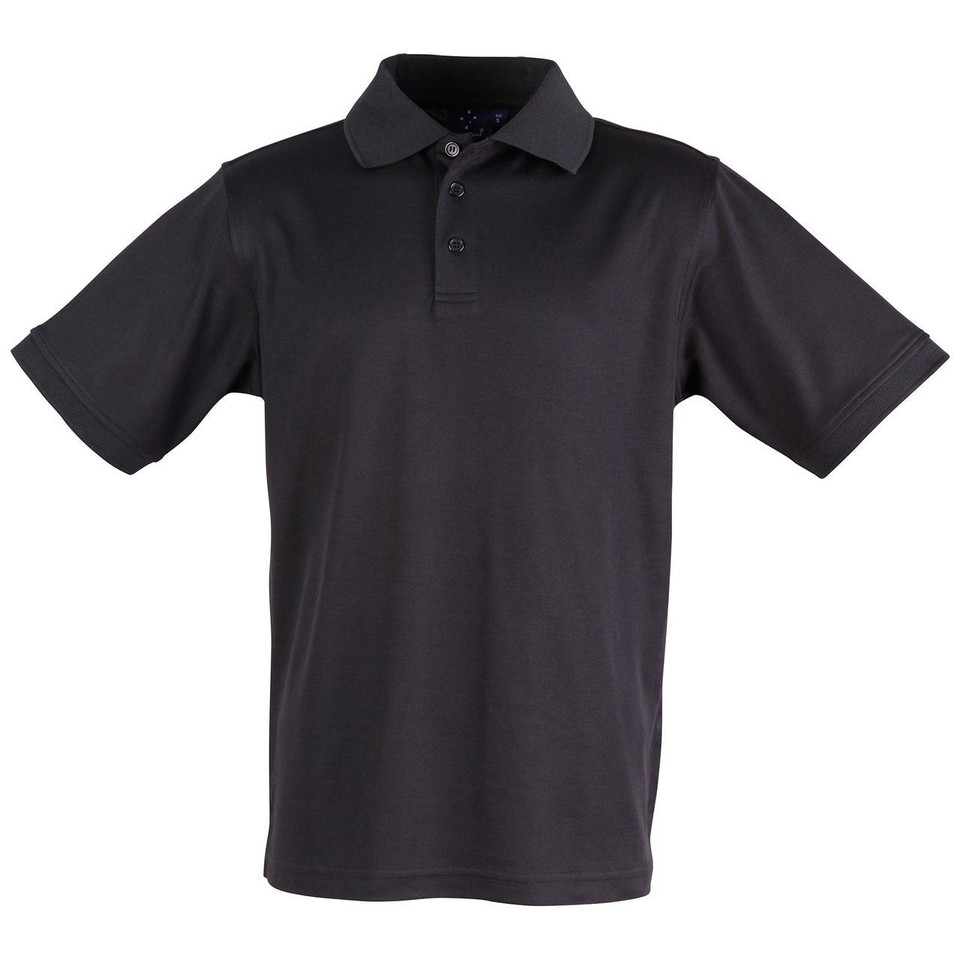 Adults Mens Plain Quick Dry Short Sleeve Polo Shirts - PS33 | Black
