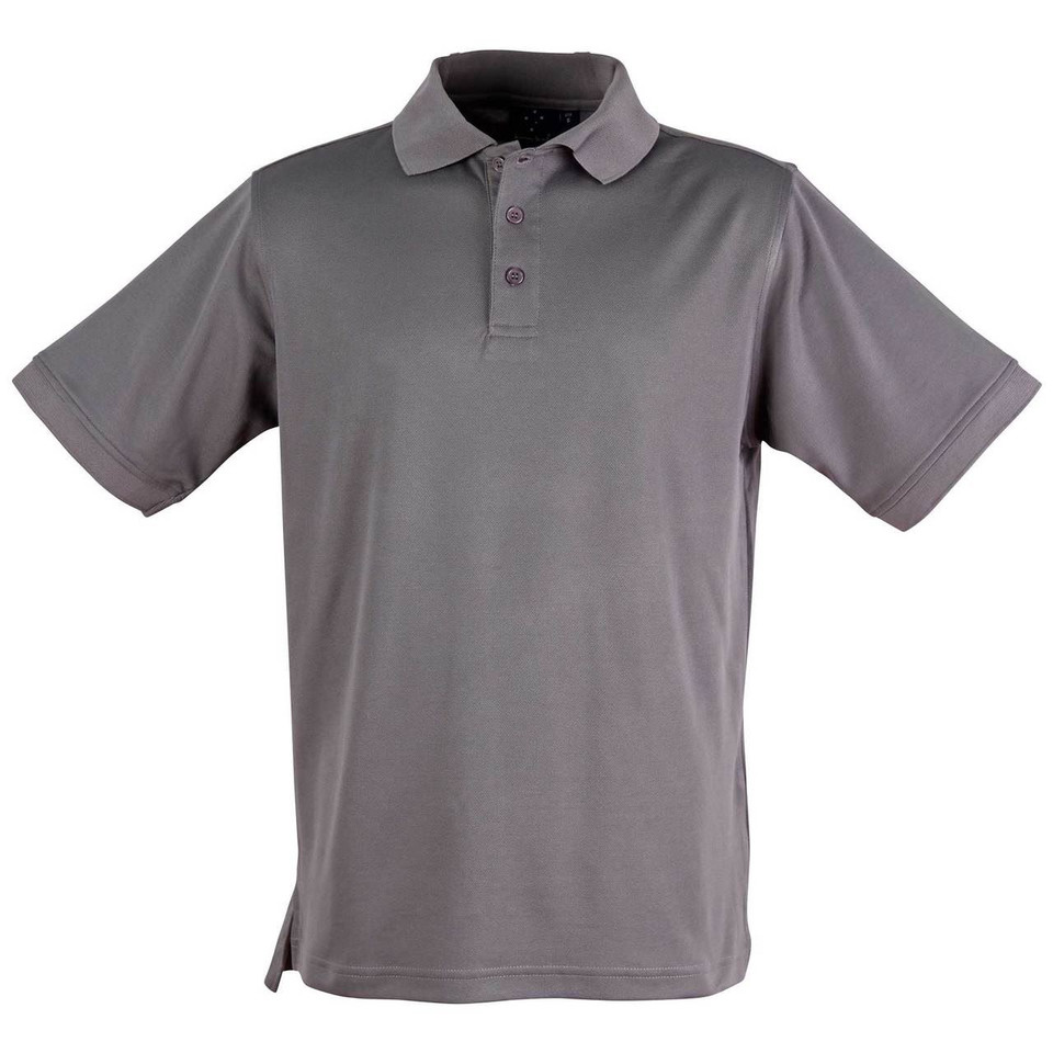 Adults Mens Plain Quick Dry Short Sleeve Polo Shirts - PS33 | Steel Grey