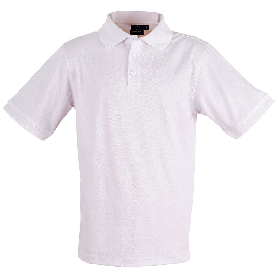 Adults Mens Plain Quick Dry Short Sleeve Polo Shirts - PS33 | White