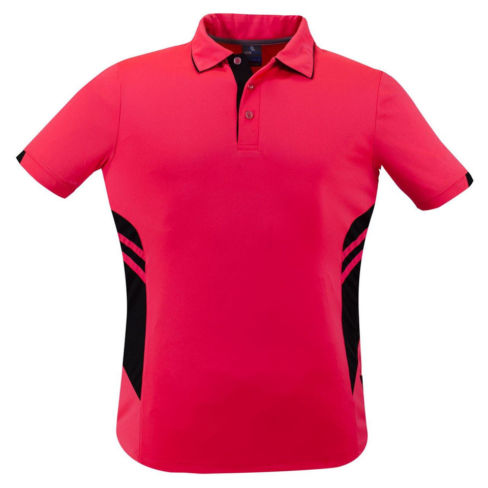 Plain Kids Contrast Sports Polo Shirt - 3311 | Neon Pink.Black