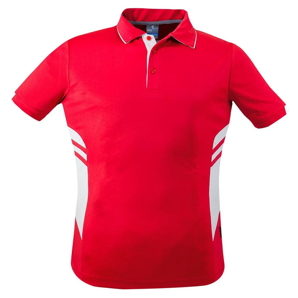 Plain Kids Contrast Sports Polo Shirt - 3311 | Red.White