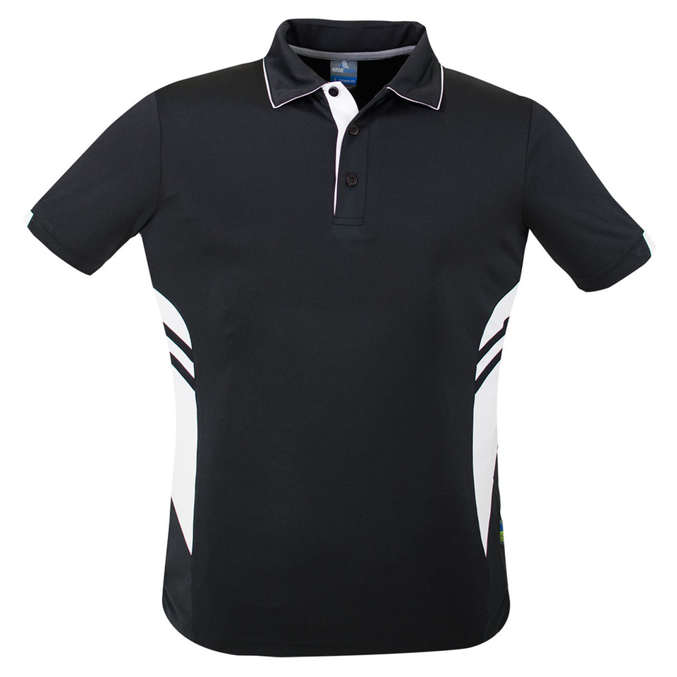 Plain Kids Contrast Sports Polo Shirt - 3311 | Black.White