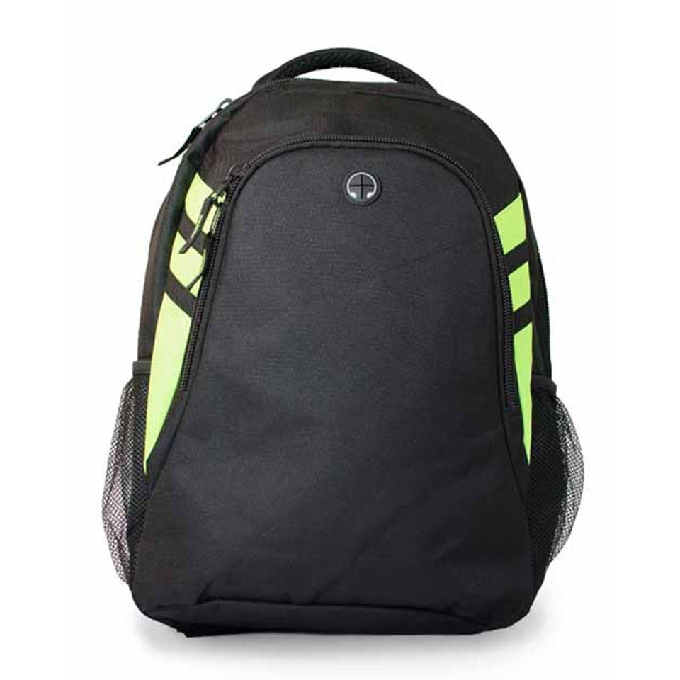 Plain Contrast Quality Sports Backpack - 4000 | Black.Neon Green