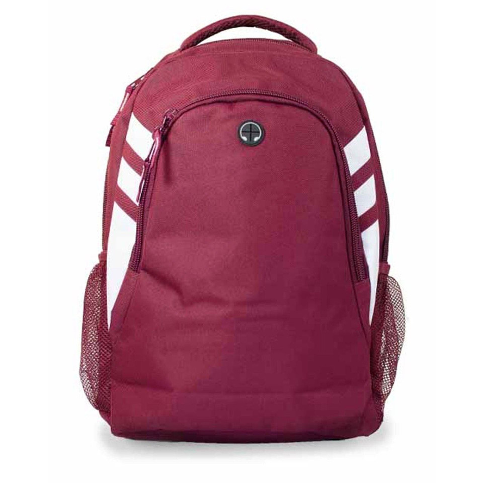 Plain Contrast Quality Sports Backpack - 4000 | Maroon.White