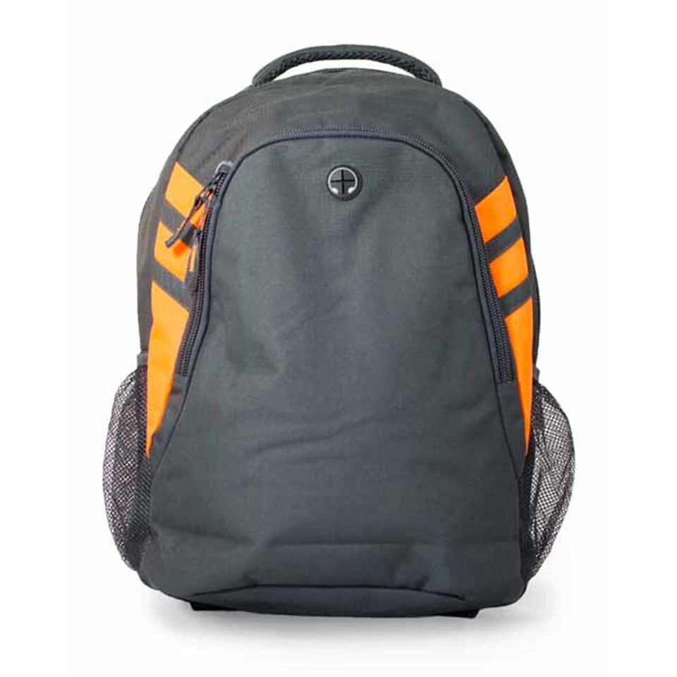 Plain Contrast Quality Sports Backpack - 4000 | Slate.Neon Orange