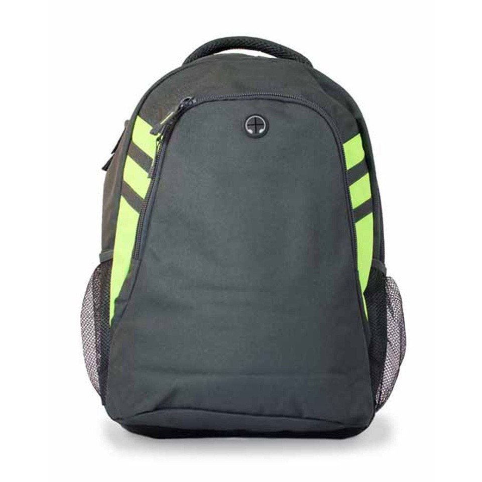 Plain Contrast Quality Sports Backpack - 4000 | Slate.Neon Green