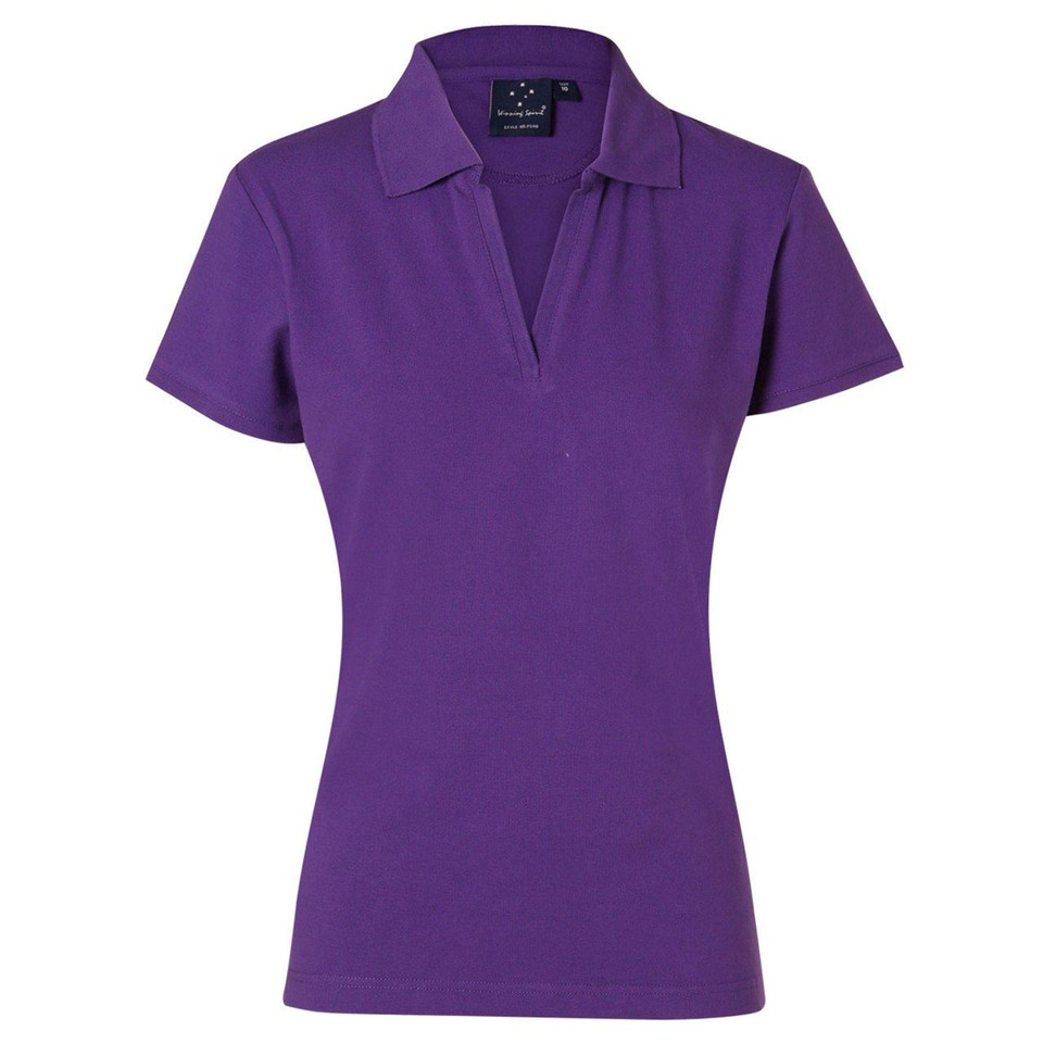 Ladies Button-Less Short Sleeve Cotton Polo - PS40 | Purple