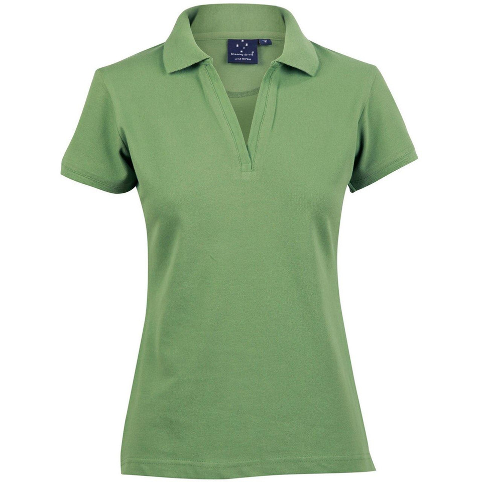 Ladies Button-Less Short Sleeve Cotton Polo - PS40 | Green