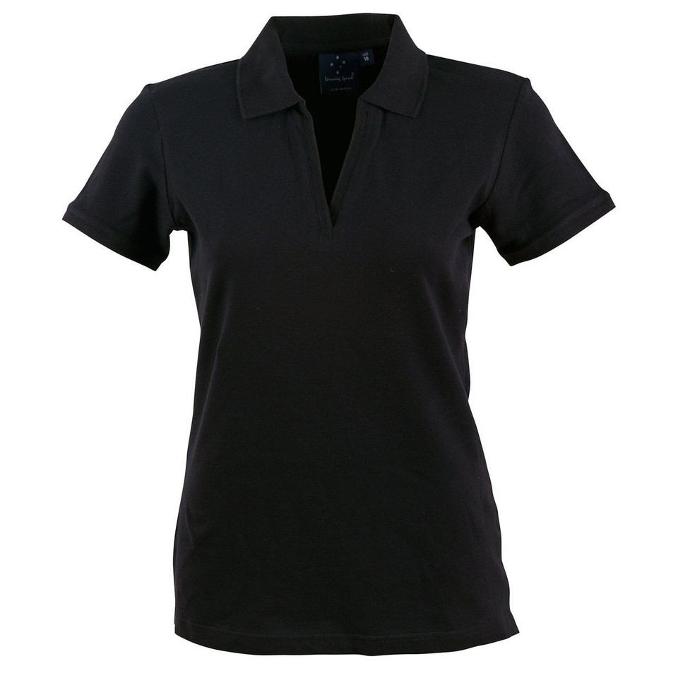 Ladies Button-Less Short Sleeve Cotton Polo - PS40 | Navy