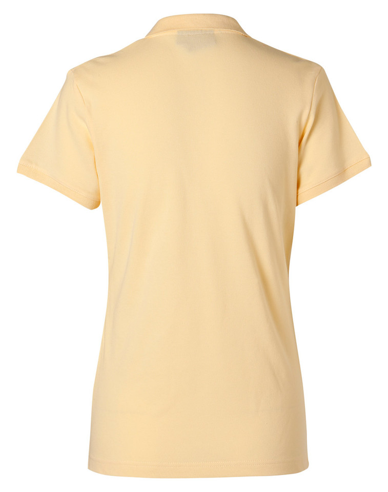 Button-Less Short Sleeve Cotton Polo in lemon, back view