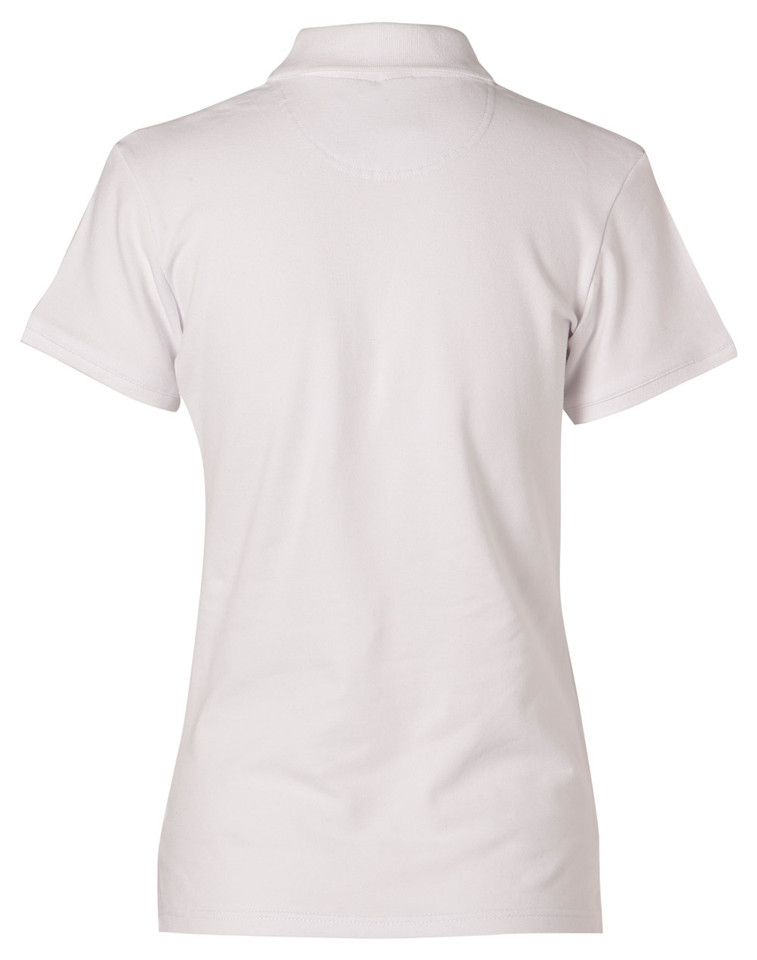 Button-Less Short Sleeve Cotton Polo in white, back view
