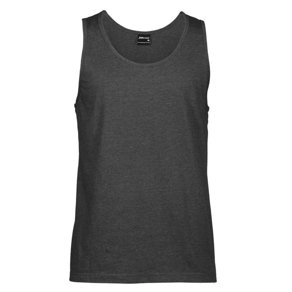 Mens Adult 100% Cotton Plain Tank Top Basic Singlets - 1S | Graphite Marle