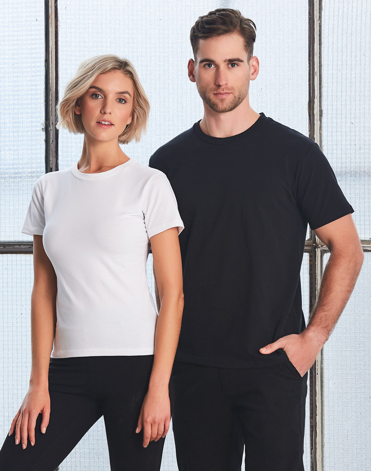 Plain Premium Quality Thick Stretchy Fitted T-shirt in black, product photo