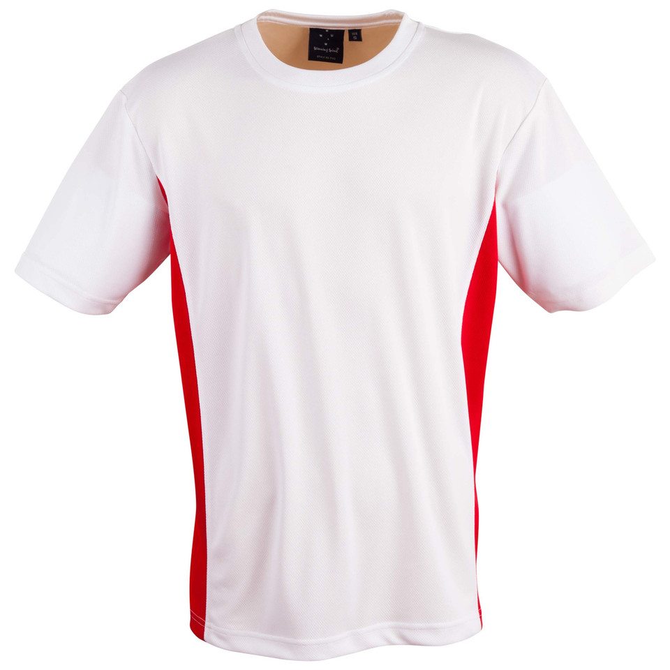 Unisex CoolDry Mesh Contrast Tee | White.Red