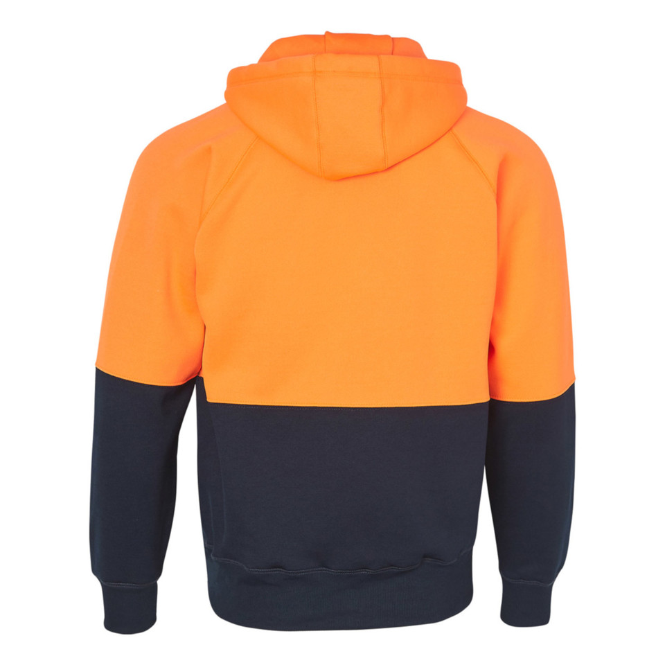 Mens HI-VIS Two Tone Fleece Hoodie | Orange.Navy