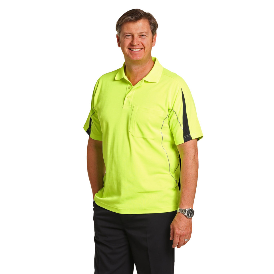 Mens TrueDry Hi-Vis Polo with Reflective Piping - SW25A