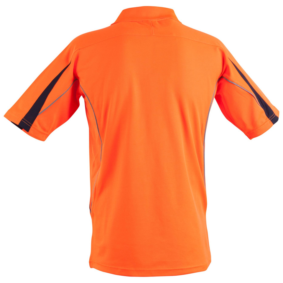 Mens TrueDry Hi-Vis Polo with Reflective Piping | Back
