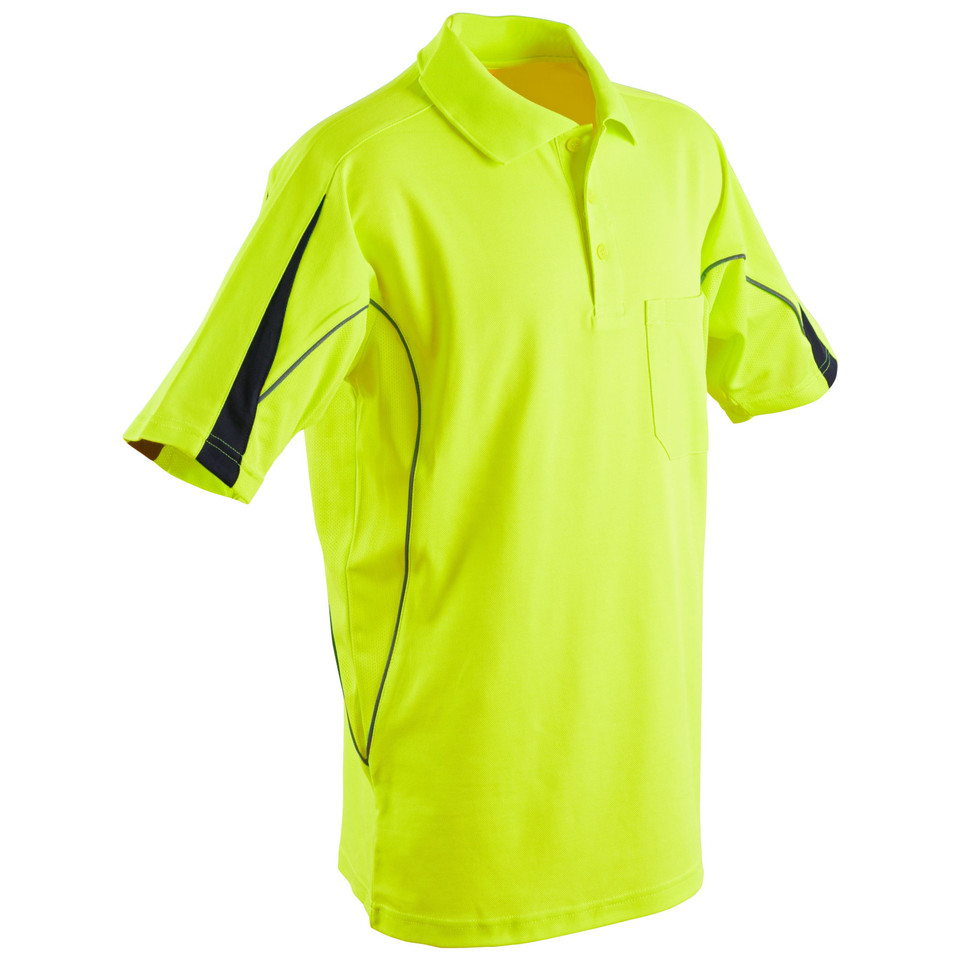 Mens TrueDry Hi-Vis Polo with Reflective Piping | Yellow.Navy