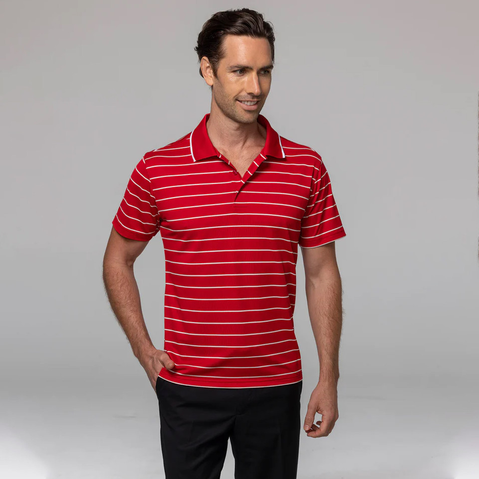 Shop Mens Striped Dri-Wear Antibacterial Polo Shirts Wholesale