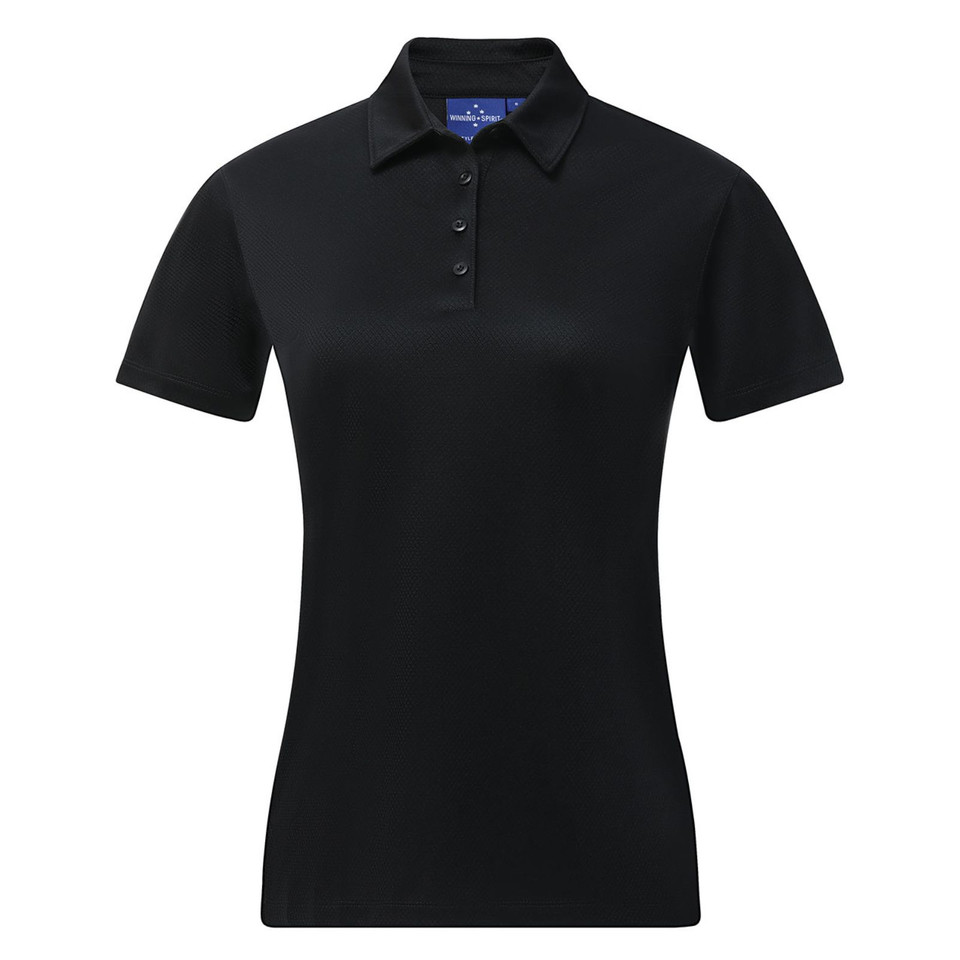Womens Eco Plain Sustainable Jacquard Knit Polo Shirt - Coal Grey